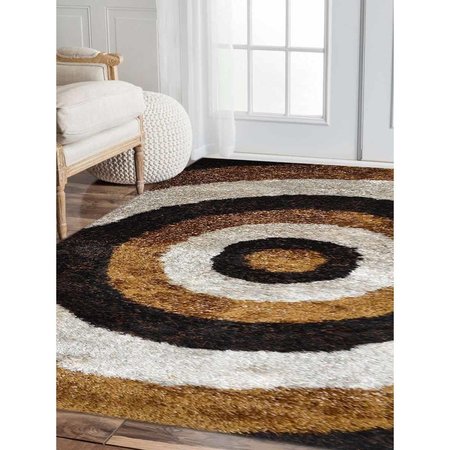 GLITZY RUGS 6 x 9 ft. Geometric Multicolor Hand Tufted Shag Polyester Area Rug UBSK00082T0000A11